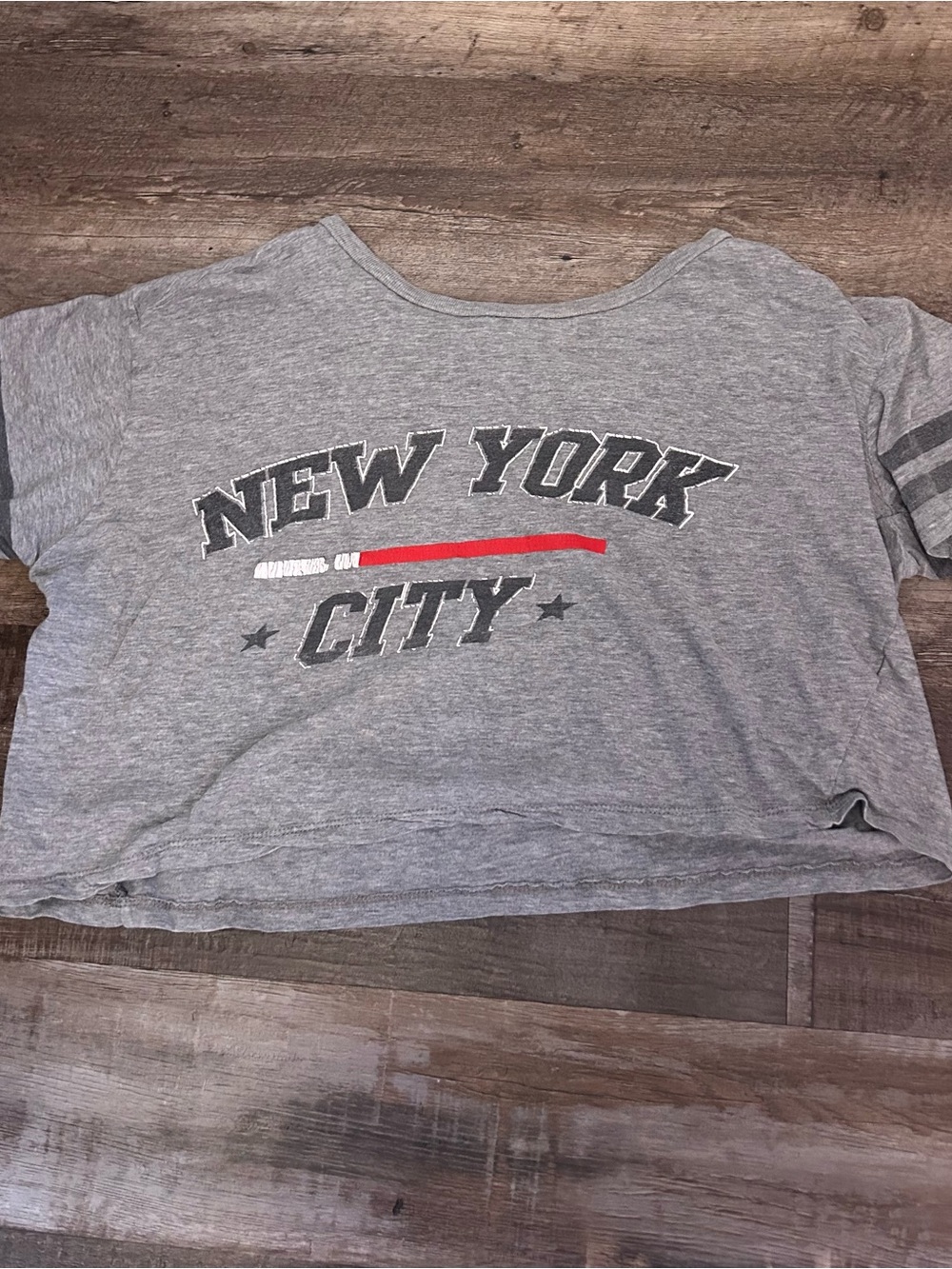 Streetwear‎ Society New York City Graphic Cropped T-Shirt Gray Crew Neck M